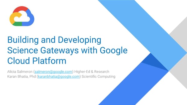 Building and Developing Science Gateways with Google Cloud Platform - Page 1